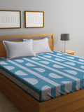 KLOTTHE Biru Geometri Dilengkapi Cadar 300 TC King Halus dengan 2 Sarung Bantal-250X225 sm