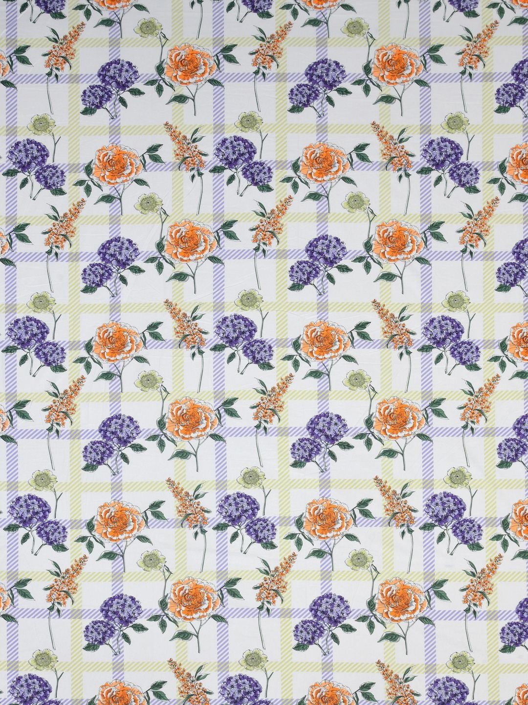 BOMBAY DYEING Florentine White Floral Pure Cotton 144TC Queen Bedsheet Set 2.28 m X 2.54m