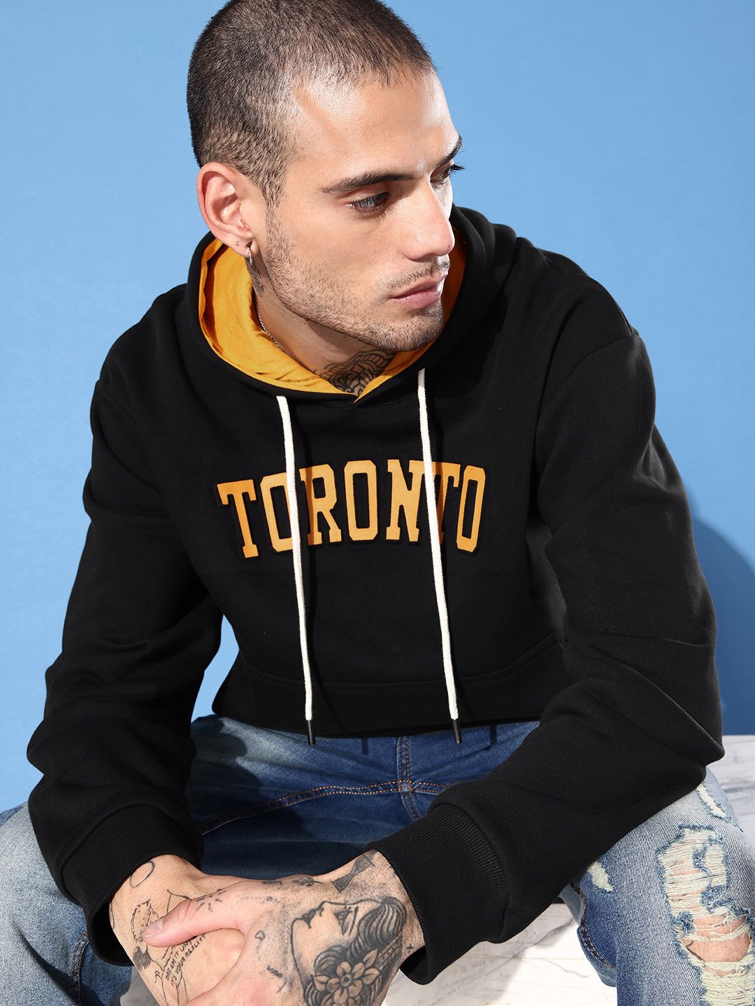 DILLINGER Men Typography Printed Hooded Sweatshirt