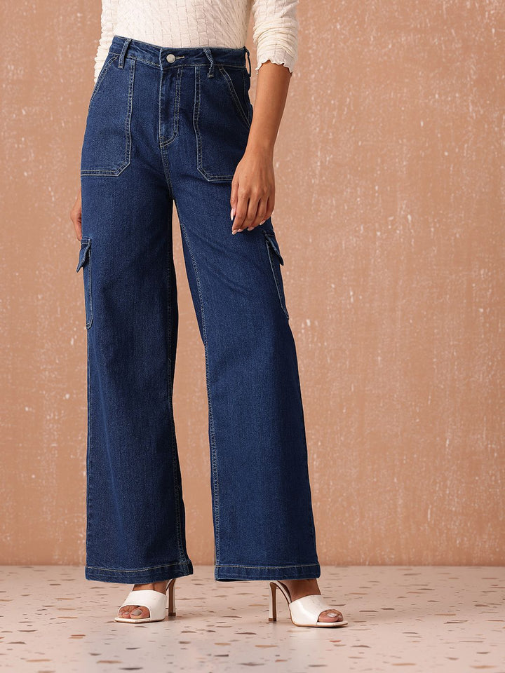 all about you Women Wide Leg High-Rise Stretchable Jeans