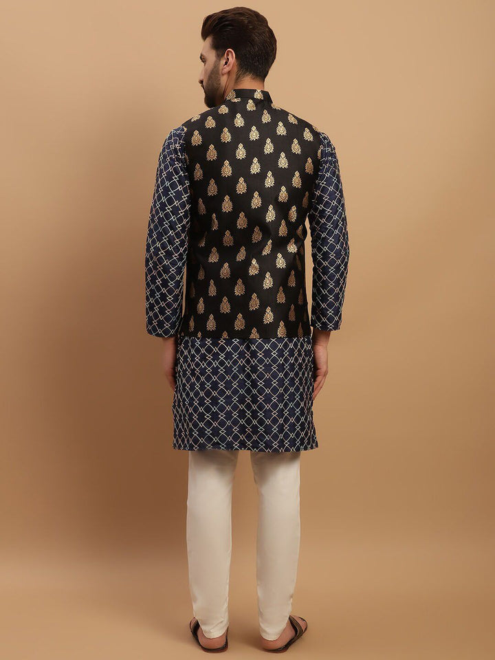 SOJANYA Ethnic Motifs Embroidered Kurta with Churidar & Nehru Jacket