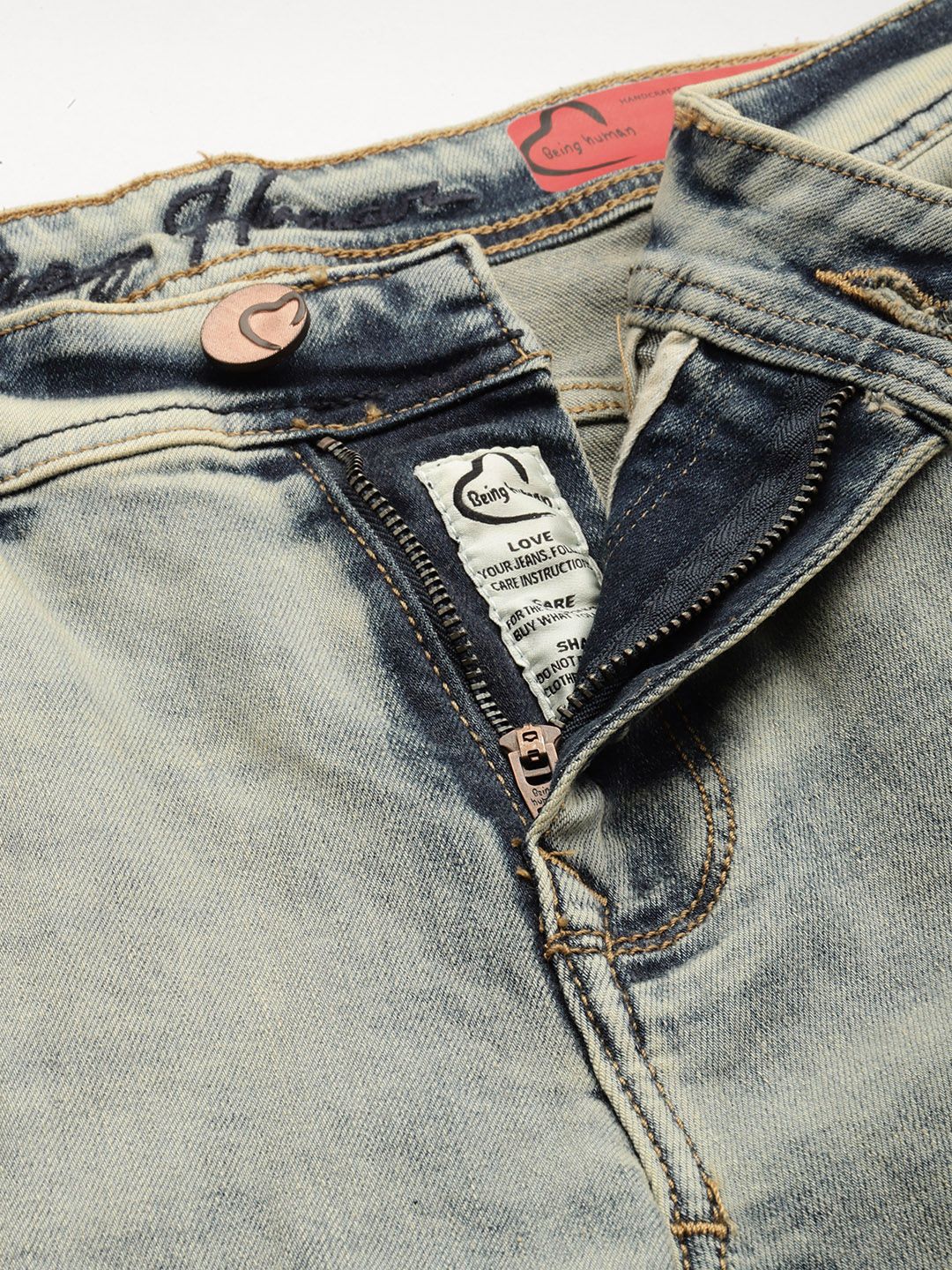 Being Human Men Krypton Straight Fit Low Distress Heavy Fade Stretchable Jeans