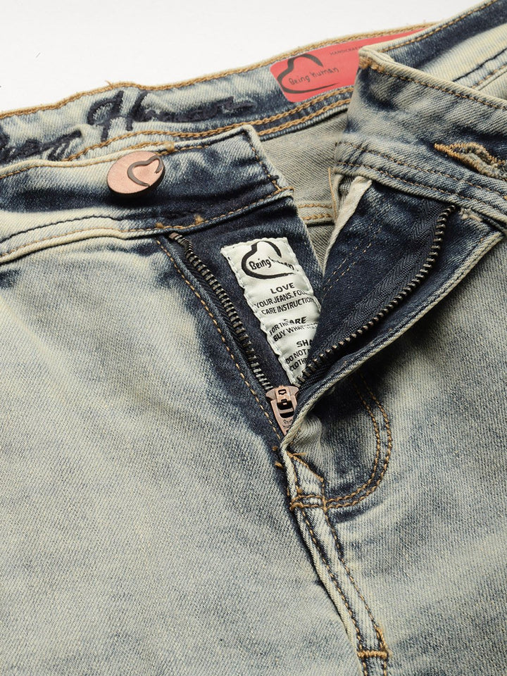 Being Human Men Krypton Straight Fit Low Distress Heavy Fade Stretchable Jeans