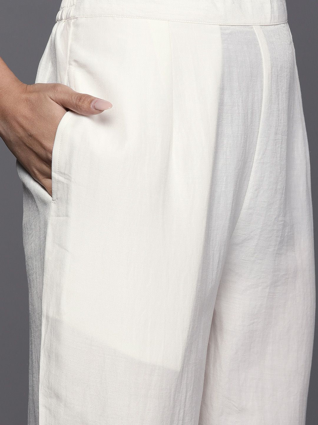 Indo Era Women White Ethnic Motifs Embroidered Kurta with Trousers & With Dupatta