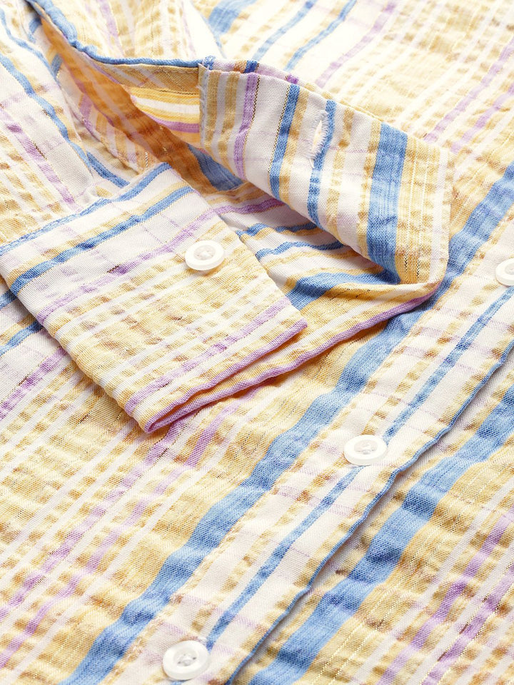 DressBerry Seersucker Striped Casual Shirt