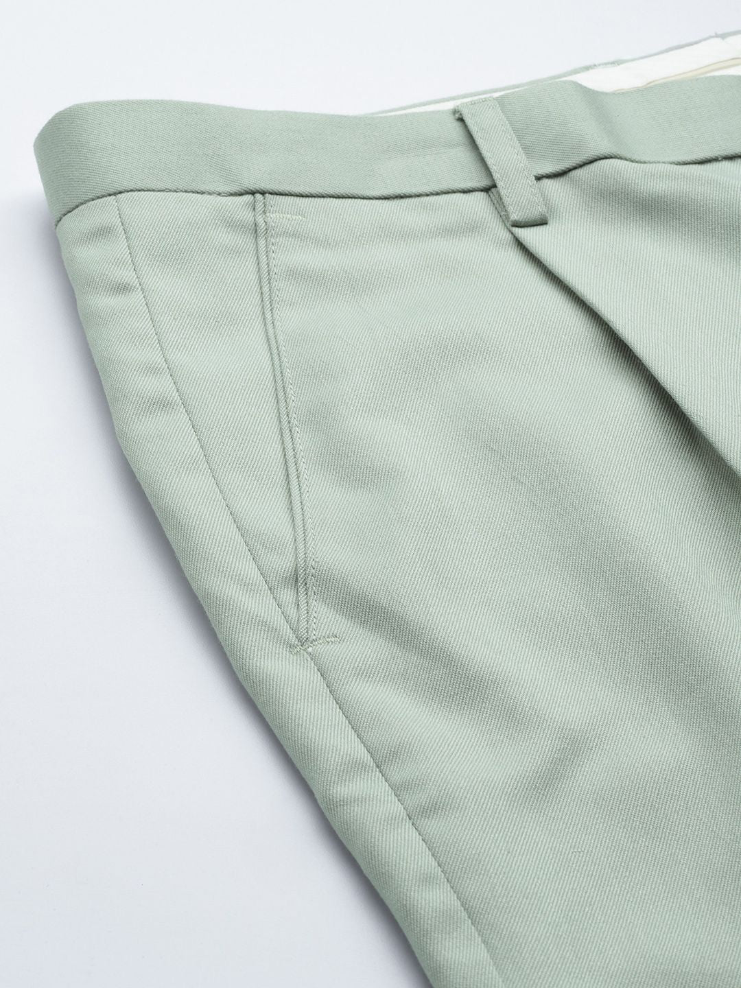 DENNISON Men Green Smart Tapered Fit Pleated Trousers