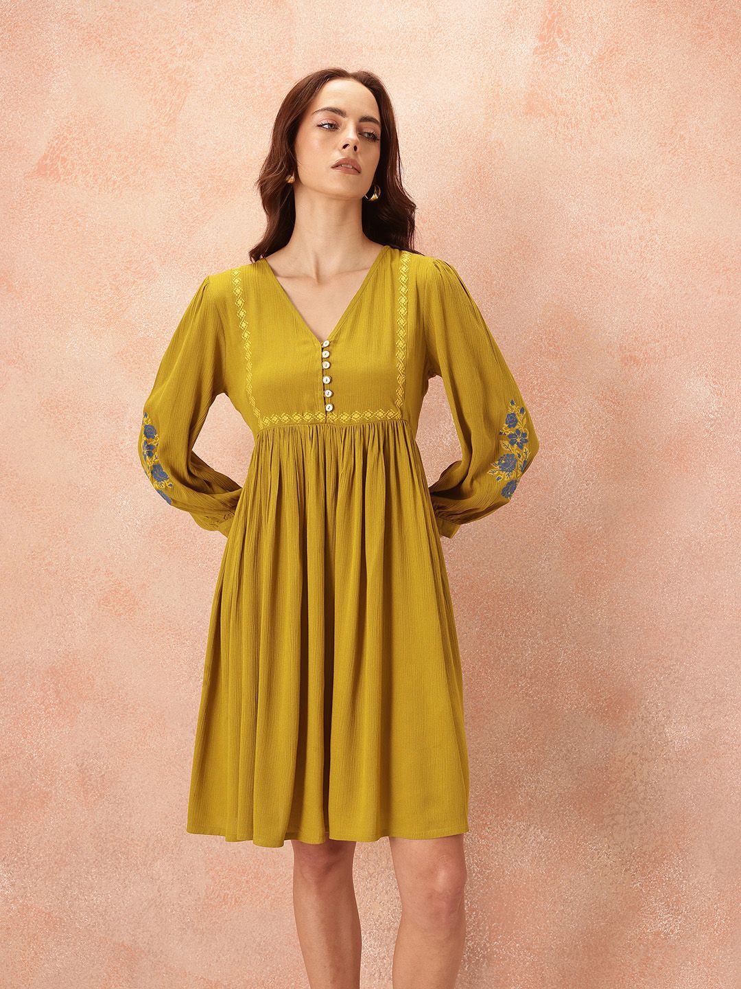 all about you Embroidered Detail A-Line Dress