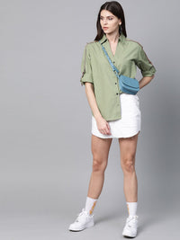 SASSAFRAS Women Green Solid Boxy Casual Shirt