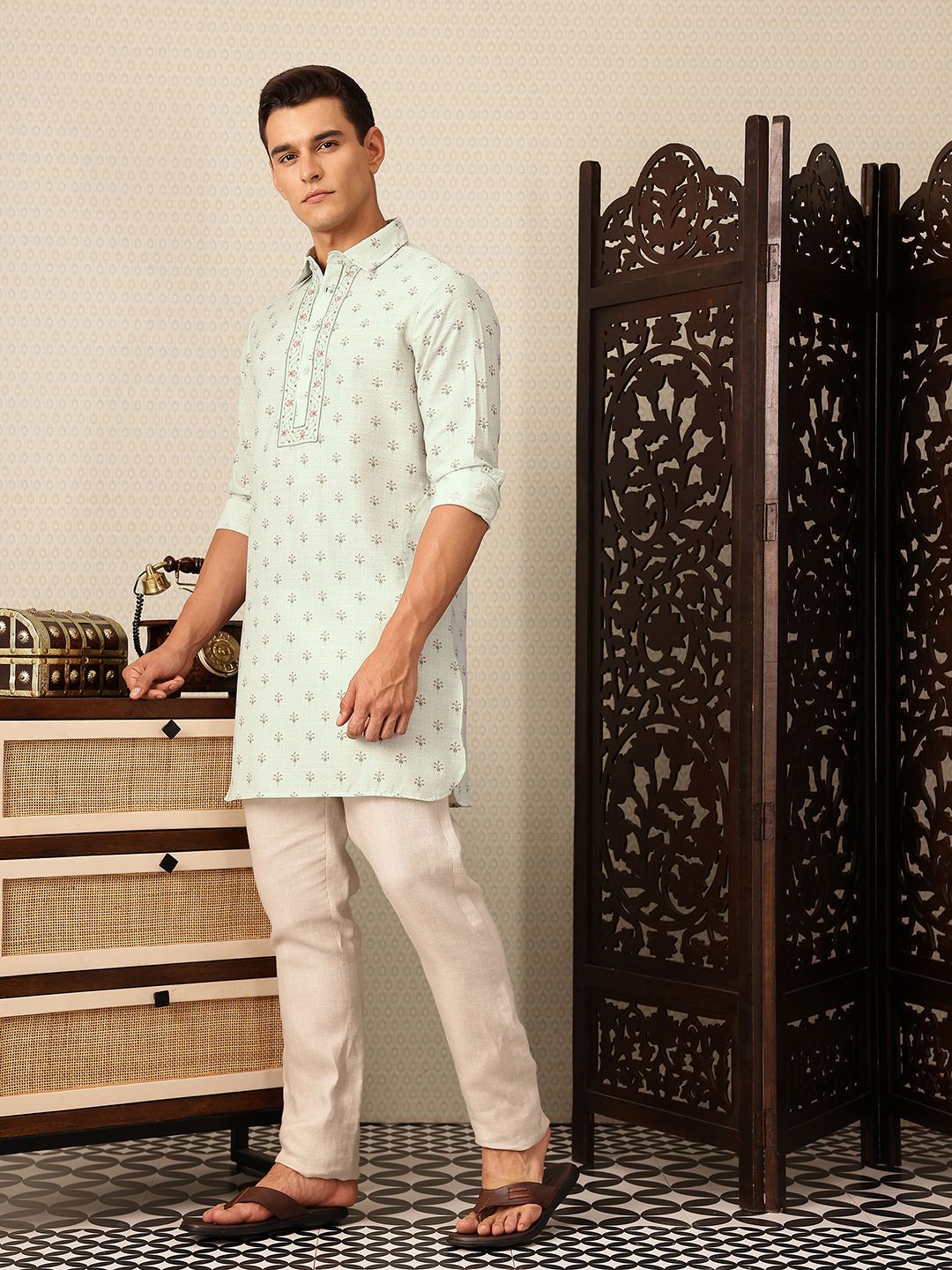 House of Pataudi Floral Printed Rozana Kurta