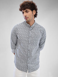 SPYKAR Men Slim Fit Floral Printed Opaque Mandarin Collar Casual Shirt