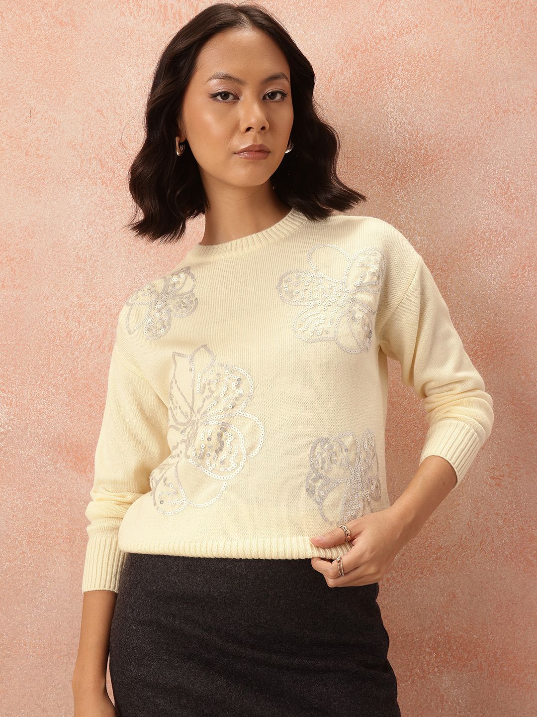 all about you Acrylic Pullover with Sequined Detail