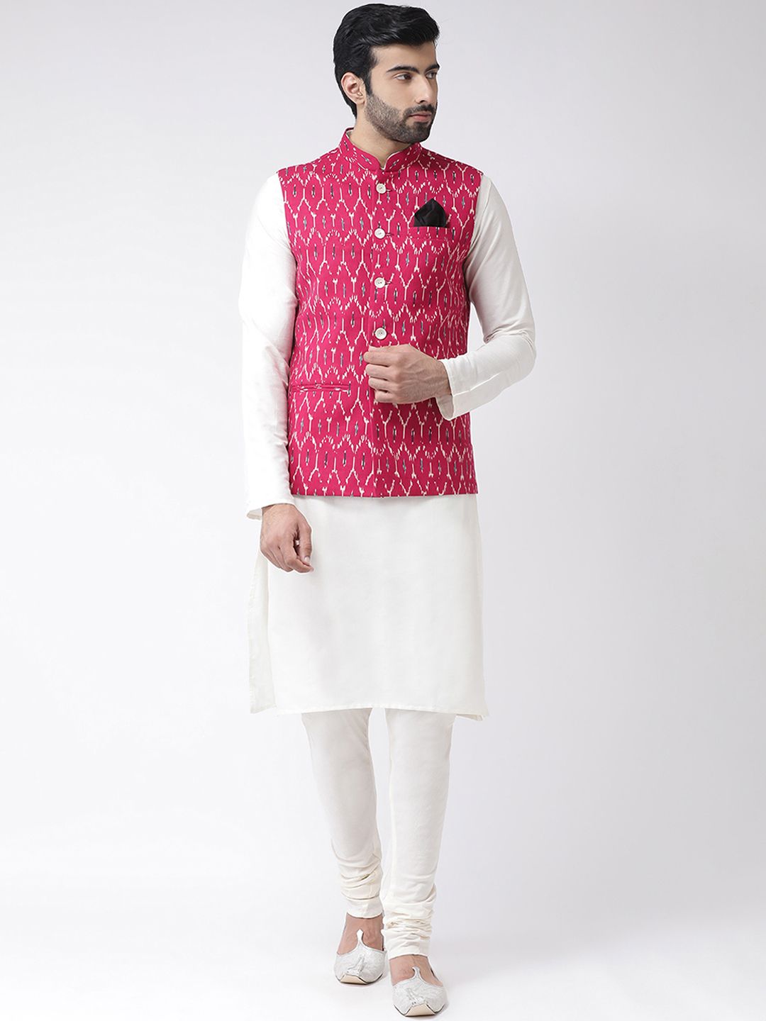 KISAH Men Printed Zari  Regular Fit Nehru Jacket