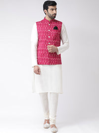 KISAH Men Printed Zari  Regular Fit Nehru Jacket