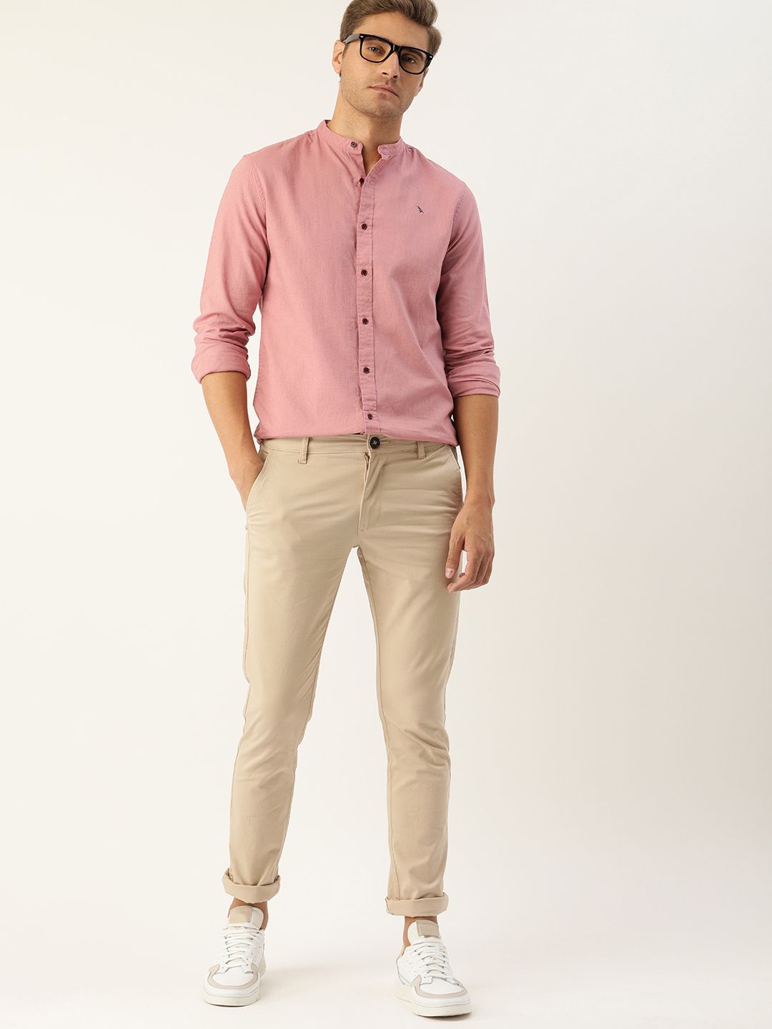 Mr Bowerbird Men Pink Tailored Fit Solid Casual Shirt