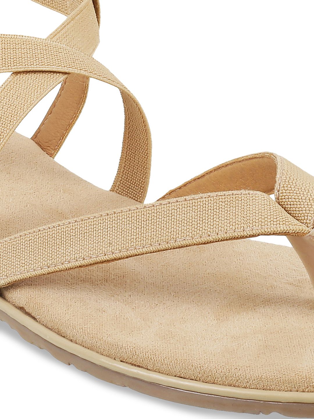 Metro Women Beige Solid Open Toe Flats