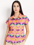 Rareism Women Shirt Collar Ragular Top