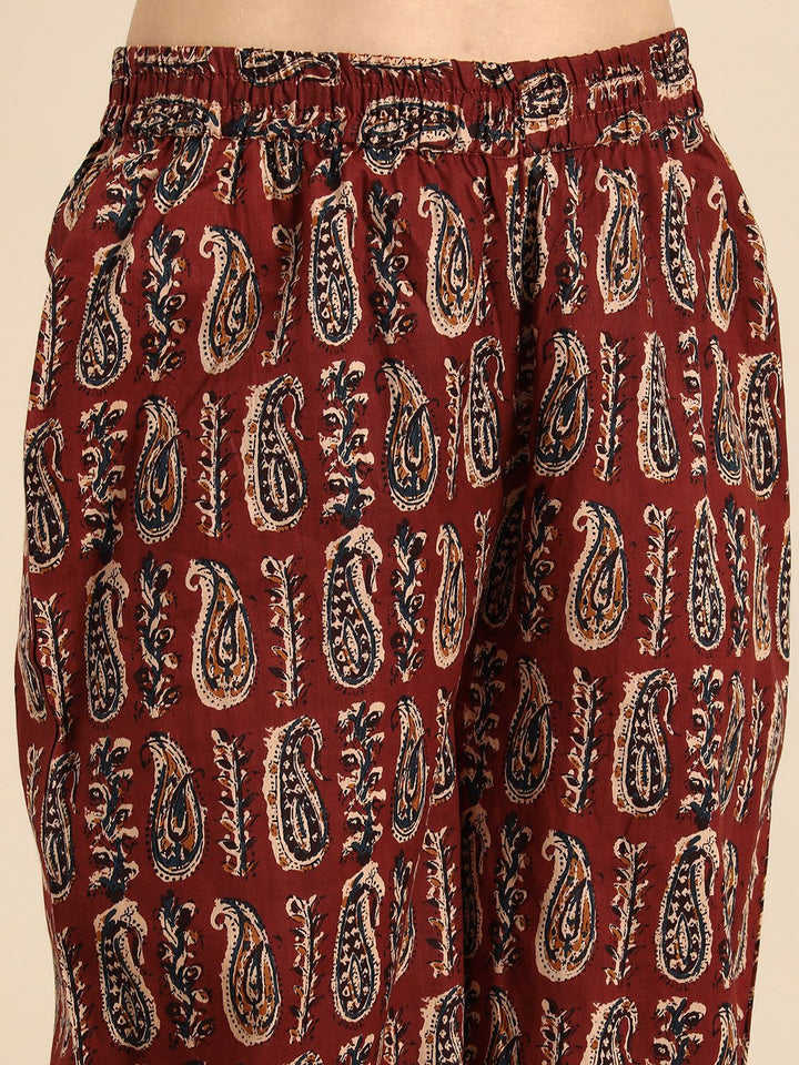 Anouk Women Ethnic Motifs Printed Pure Cotton Kurta with Palazzos