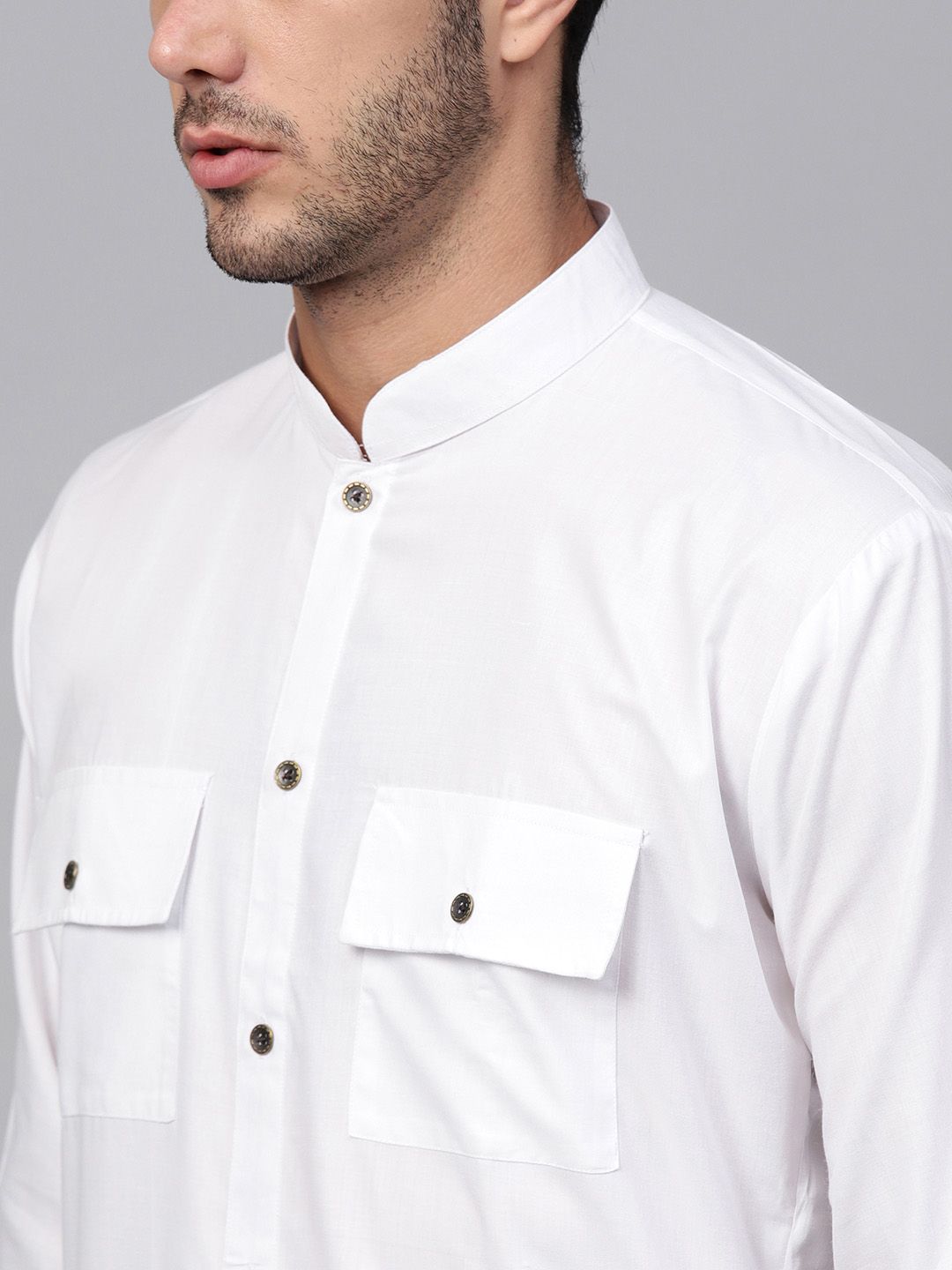 SOJANYA Men White Solid Pathani Kurta
