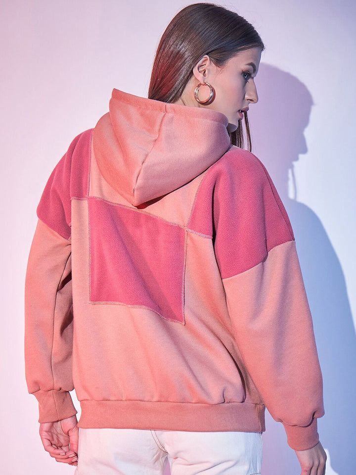 STREET 9 Colourblocked Hooded Pullover Sweatshirt