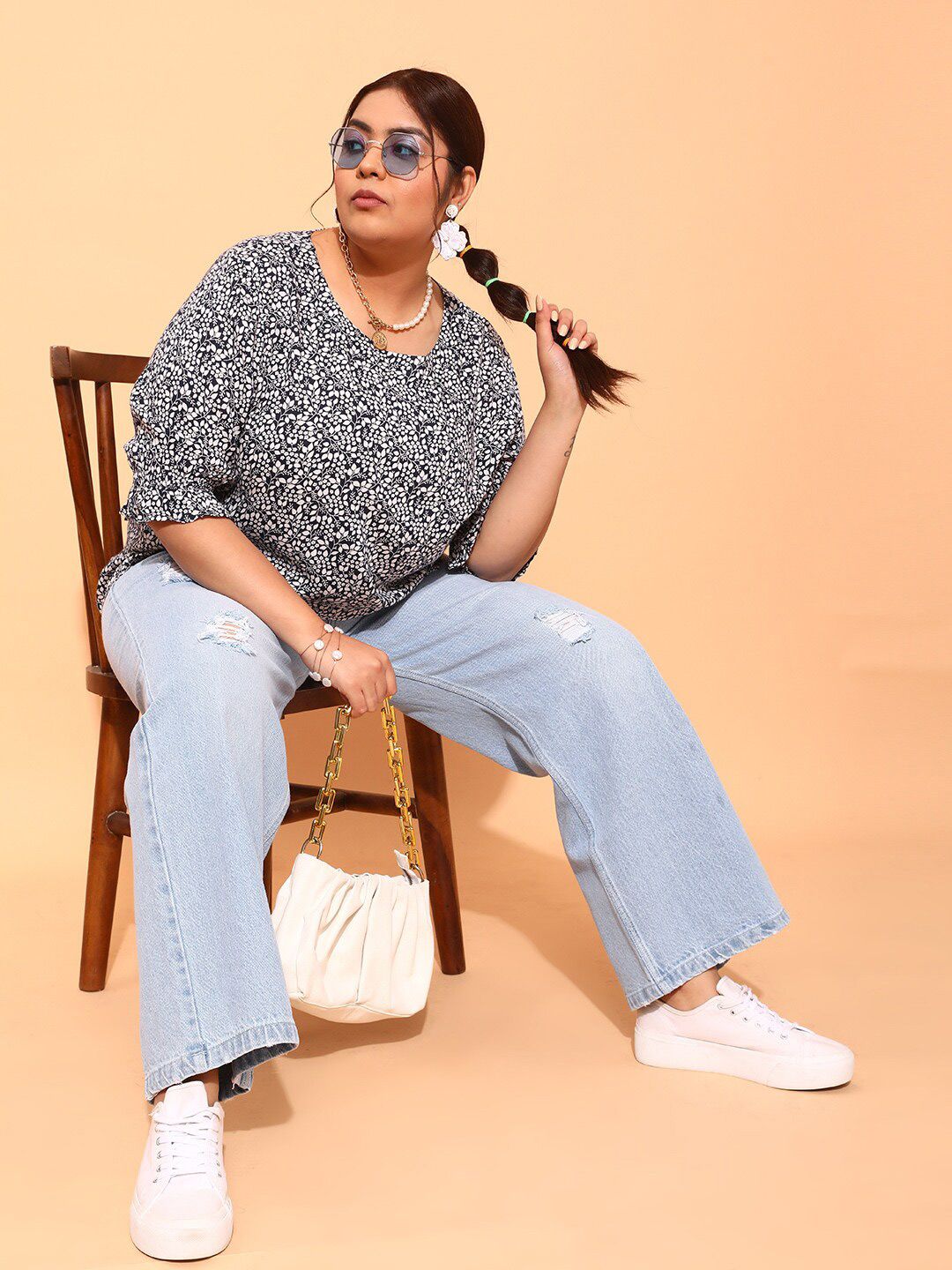 CURVY STREET Plus Size Floral Printed Top