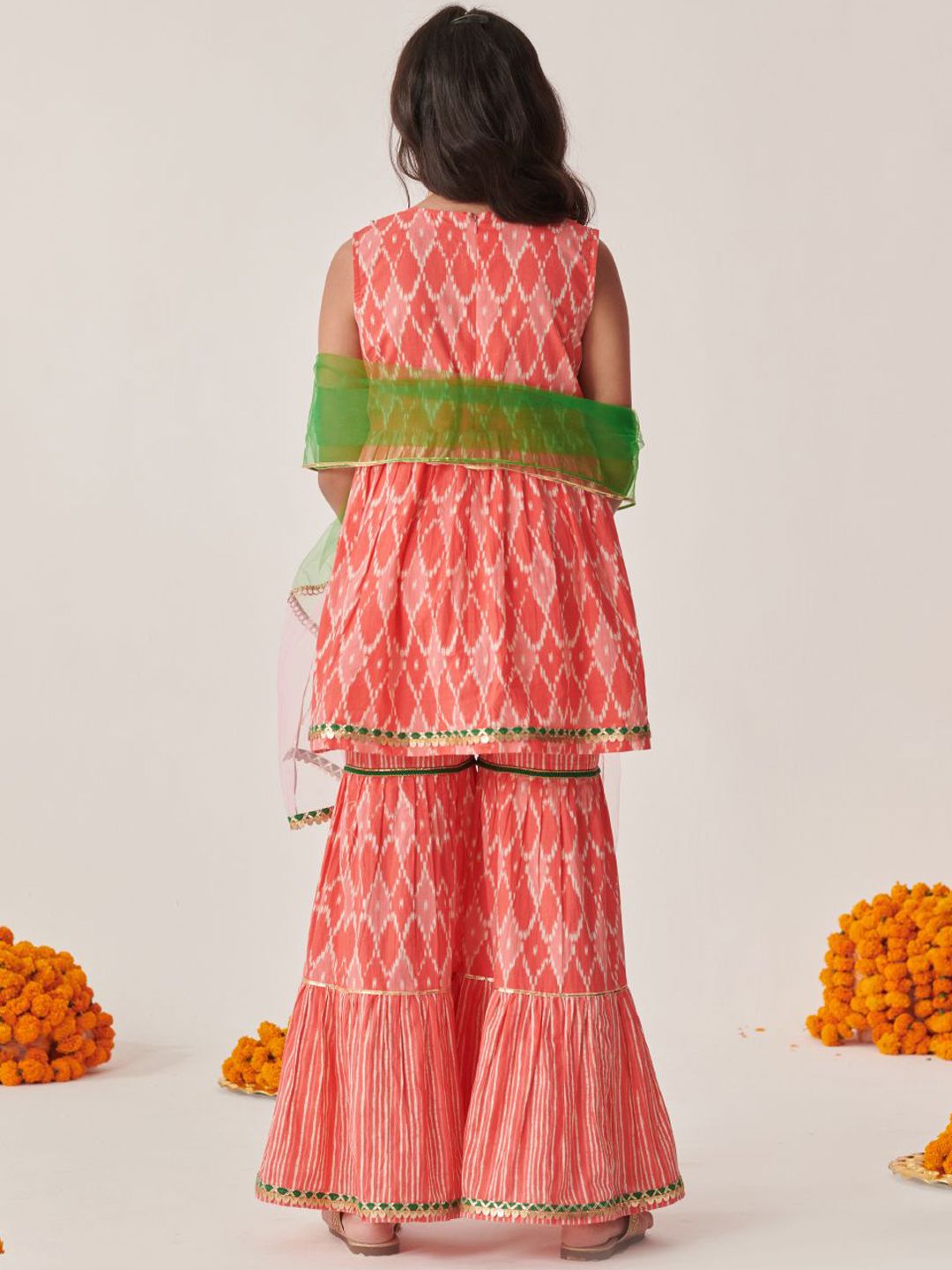 pspeaches Girls Ethnic Motifs Printed Gotta Patti Kurta Sets With Dupatta