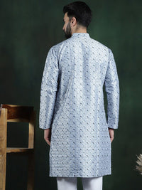 SOJANYA LUXE Geometric Woven Design Thread Work Cotton Silk Straight Kurta