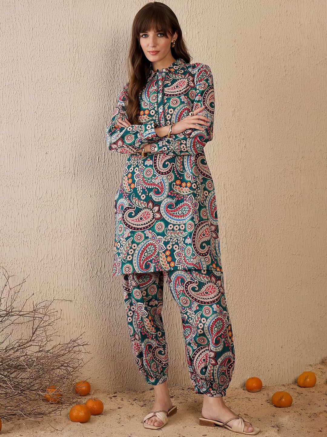 Indo Era Women Ethnic Motifs Printed Regular Pure Cotton Kurta with Salwar