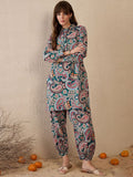 Indo Era Women Ethnic Motifs Printed Regular Pure Cotton Kurta with Salwar