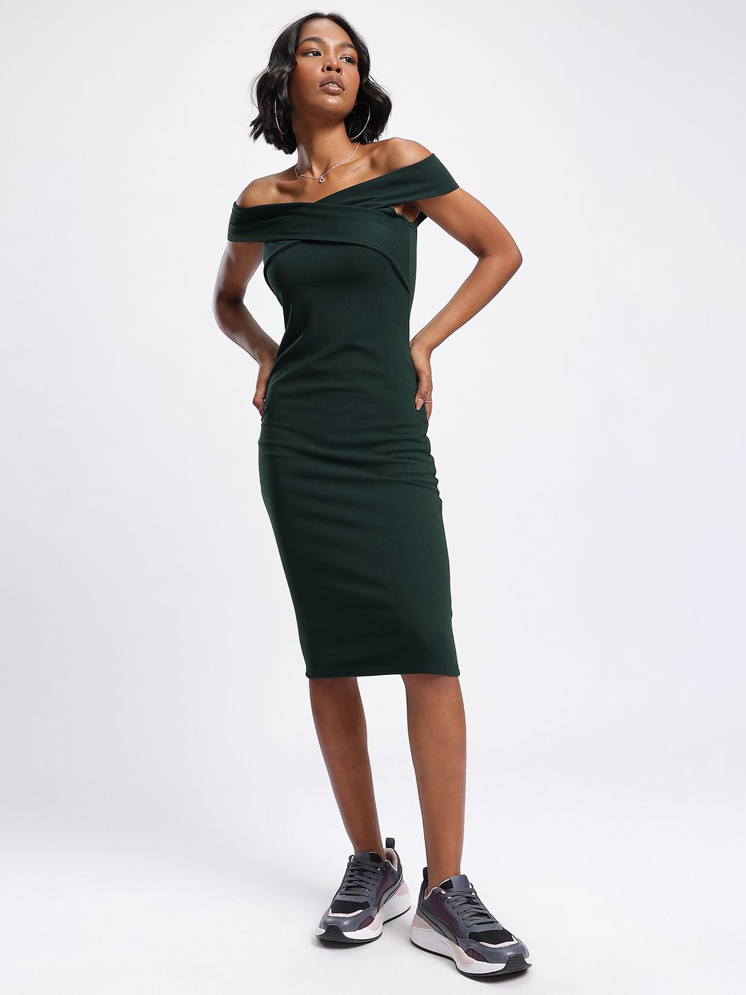 DressBerry Twists & Turns Off-Shoulder Bodycon Dress