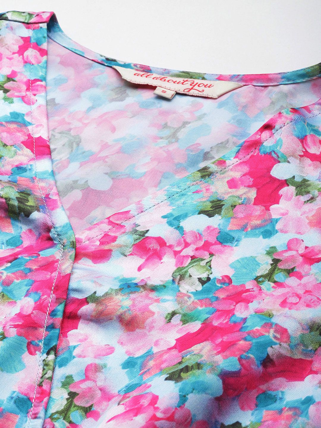 all about you Floral Printed Puff Sleeves Wrap Top