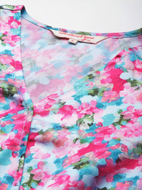 all about you Floral Printed Puff Sleeves Wrap Top