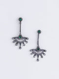 PANASH Silver-Plated Oxidised Geometric Drop Earrings