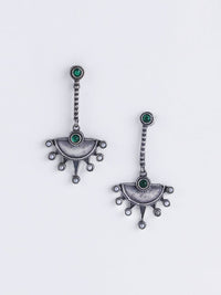 PANASH Silver-Plated Oxidised Geometric Drop Earrings