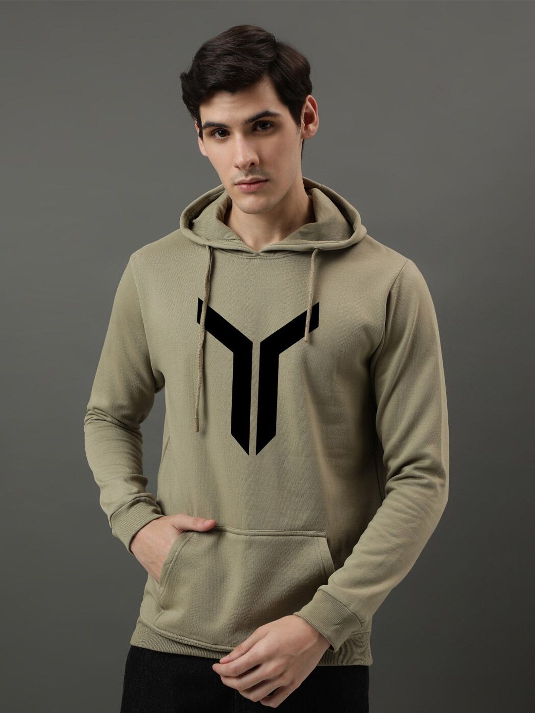 ADRO Graphic Printed Cotton Hooded Sweatshirt