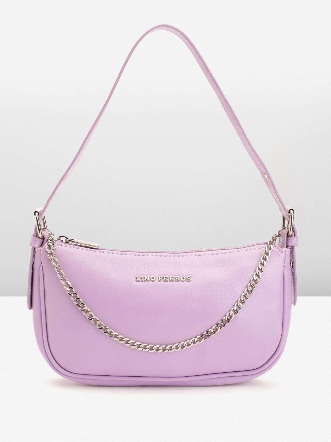 Lino Perros Textured Structured Shoulder Bag With Chain Detail