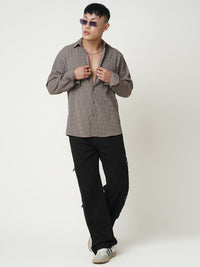 VASTRADO Men Classic Fit Spread Collar Textured Casual Shirt