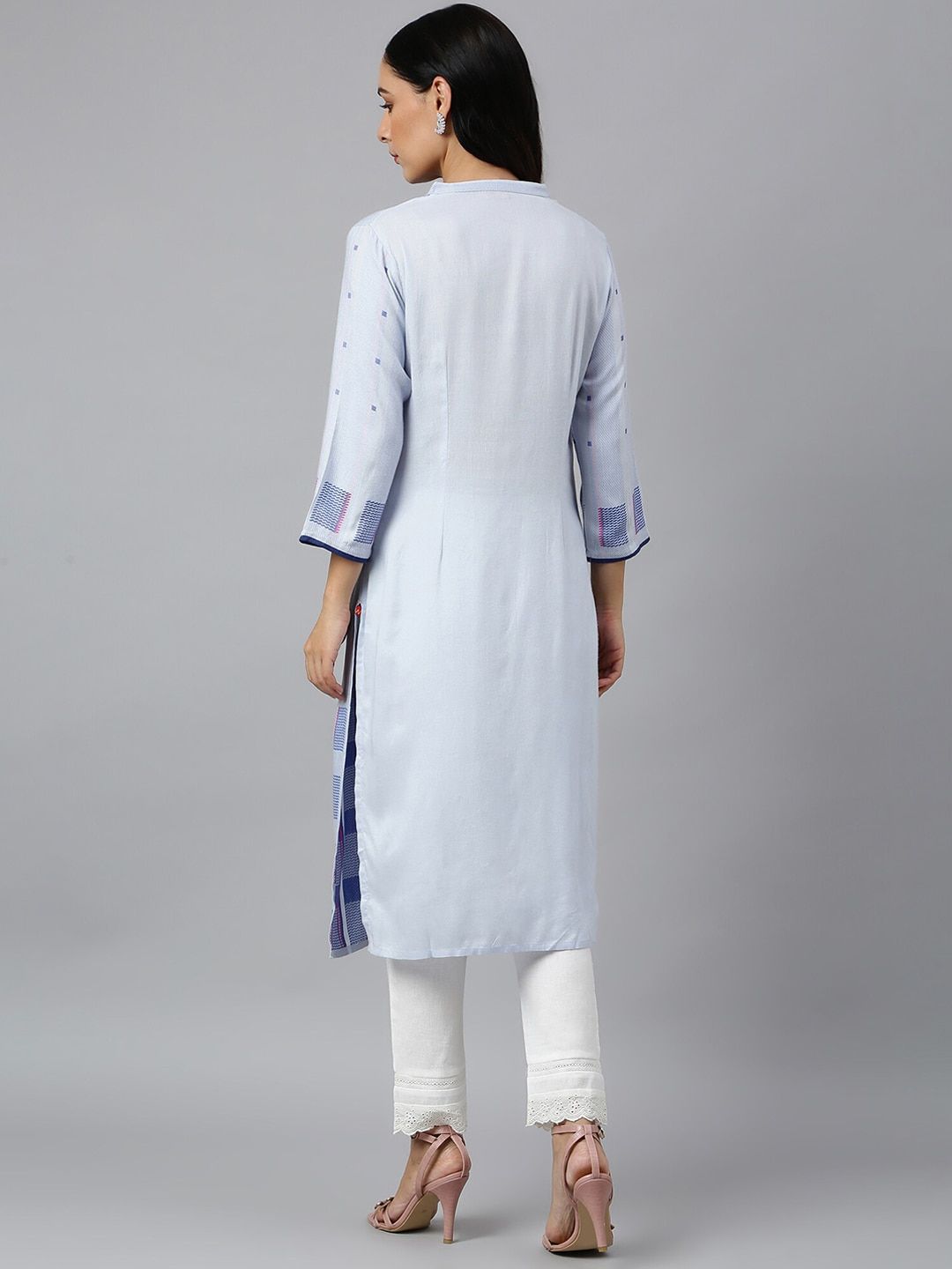 W Women Geometric Print Straight Kurta