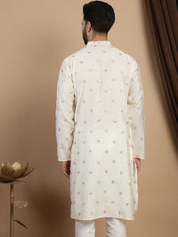Anouk Floral Cotton Silk Mandarin Collar Kurta