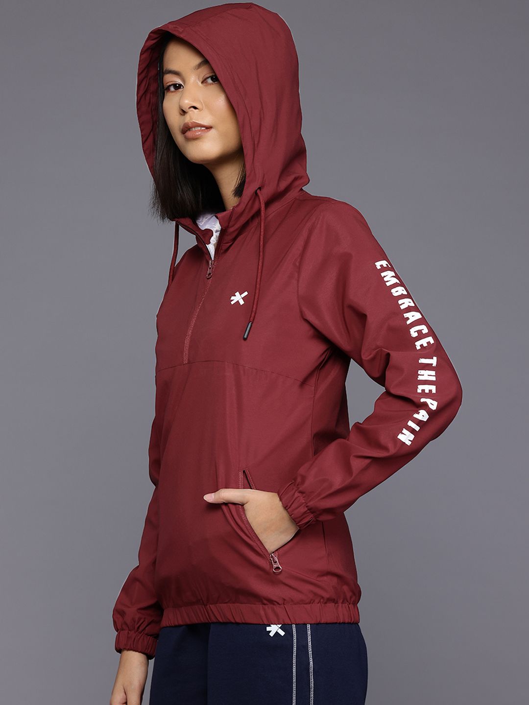 HRX by Hrithik Roshan Rapid-Dry Typography Print Hooded Training Tailored Jacket