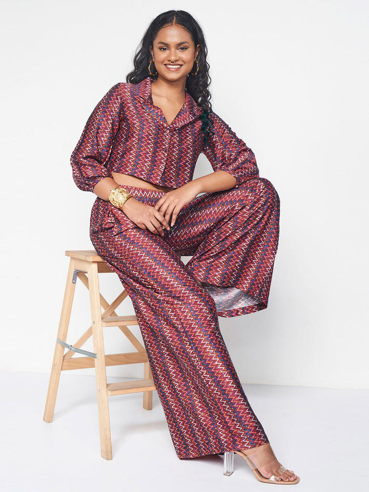 Global Women Desi Printed Shirt With Trousers Coords