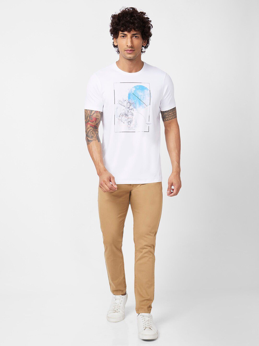 SPYKAR Graphic Printed Slim Fit Cotton T-Shirt