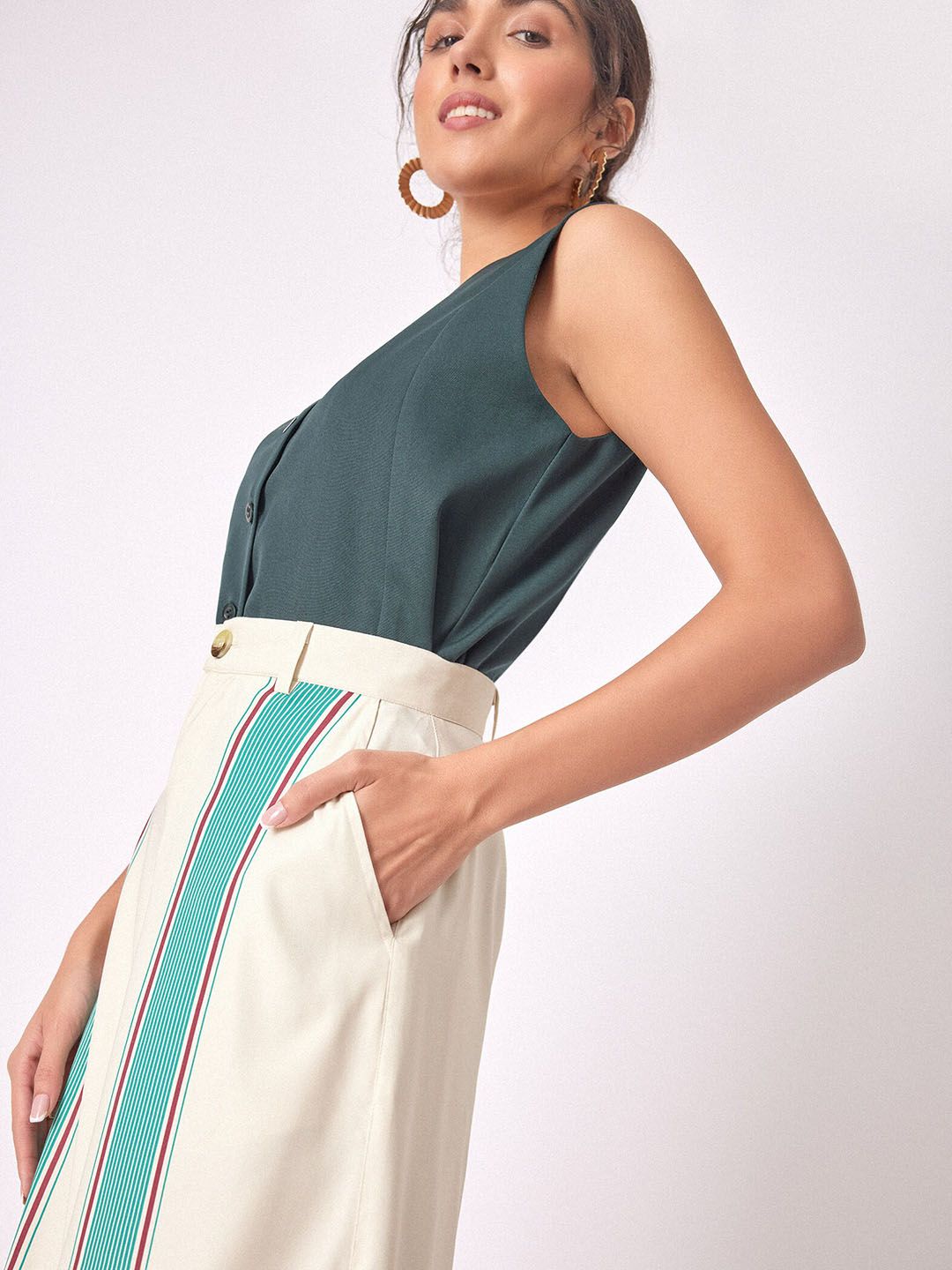 The Label Life Women Flared Striped Parallel Trousers