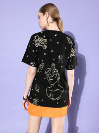 DILLINGER Women Graphic Printed Loose T-shirt
