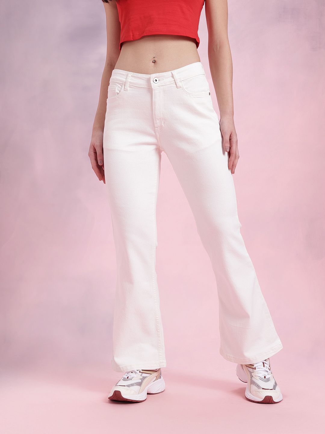 DressBerry Women Flared High-Rise Stretchable Jeans