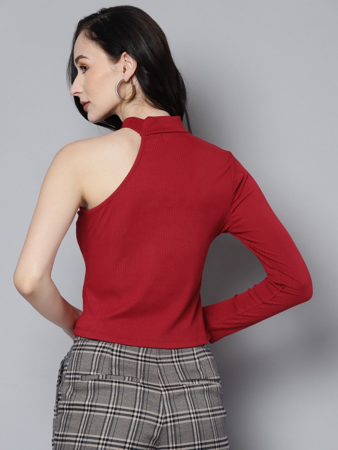 SASSAFRAS Red One Shoulder Top