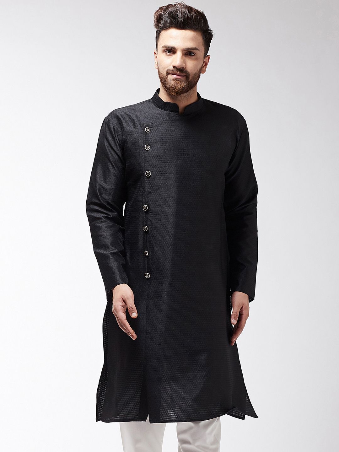 SOJANYA Lelaki Hitam Solid Kurta Lurus