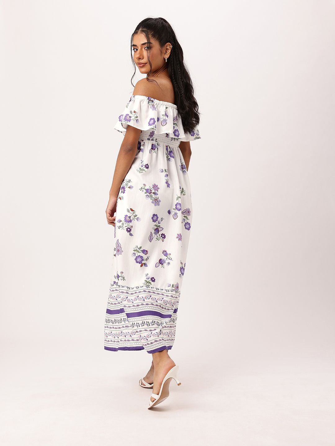DressBerry Holiday Chic Off-Shoulder Appeal Smocked Maxi Dress