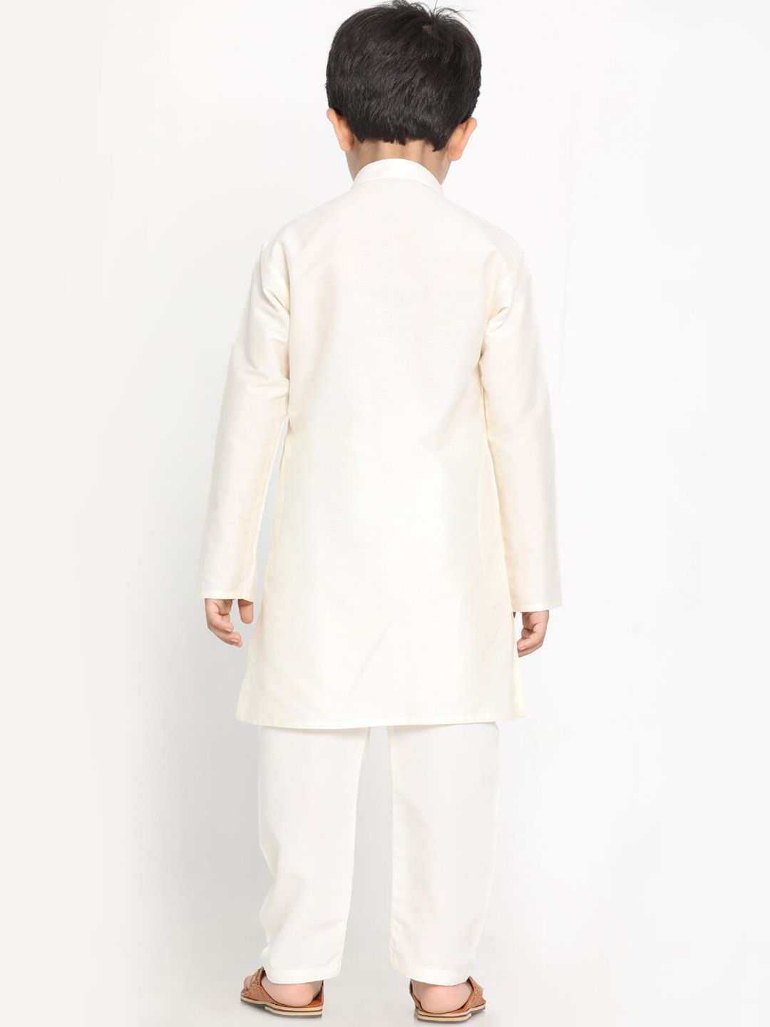 VASTRAMAY Boys Cream Kurta with Pyjama Set