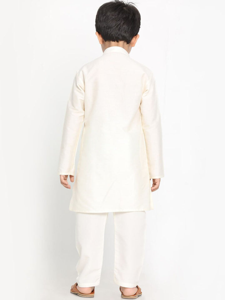 VASTRAMAY Boys Cream Kurta with Pyjama Set