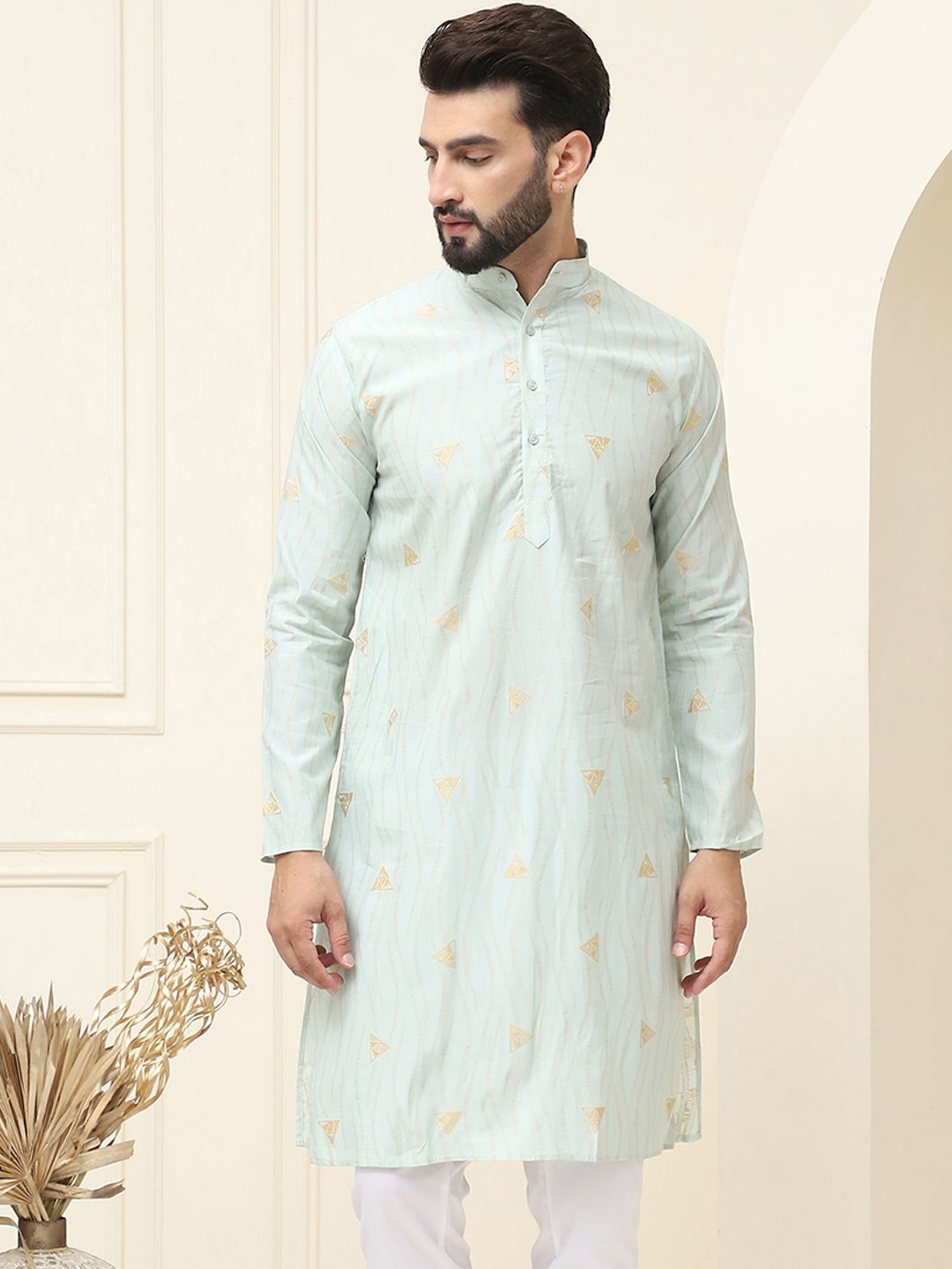 SOJANYA Geometric Woven Design Cotton Silk Kurta